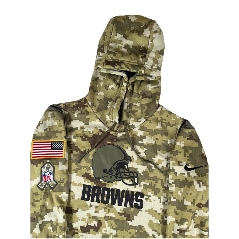 Nike Dri Fit Cleveland Browns Salute to Service Digital Camo Hoodie Men's Sz Med